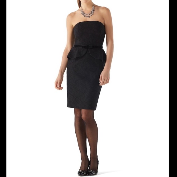 White House Black Market Dresses & Skirts - NWT WHBM Strapless Lace Peplum Dress Black size 6